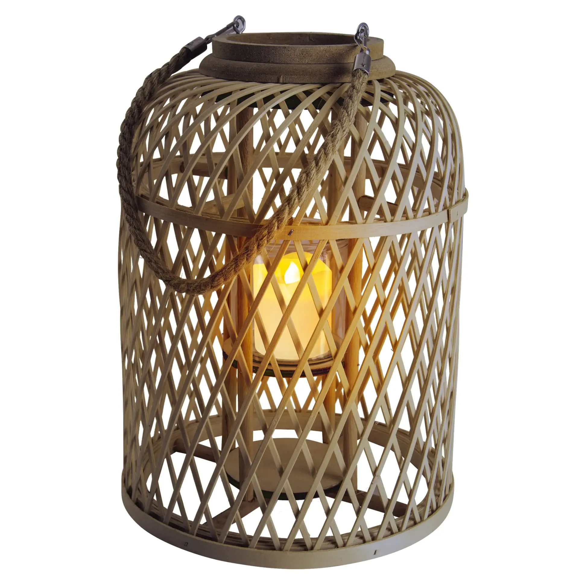 Light & More LED Dekoleuchte Korb mit Kerze mit Flammeneffekt 38 x 27 cm