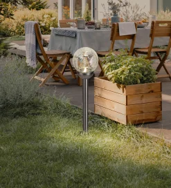 Light & More LED Solarleuchte Kugel silber