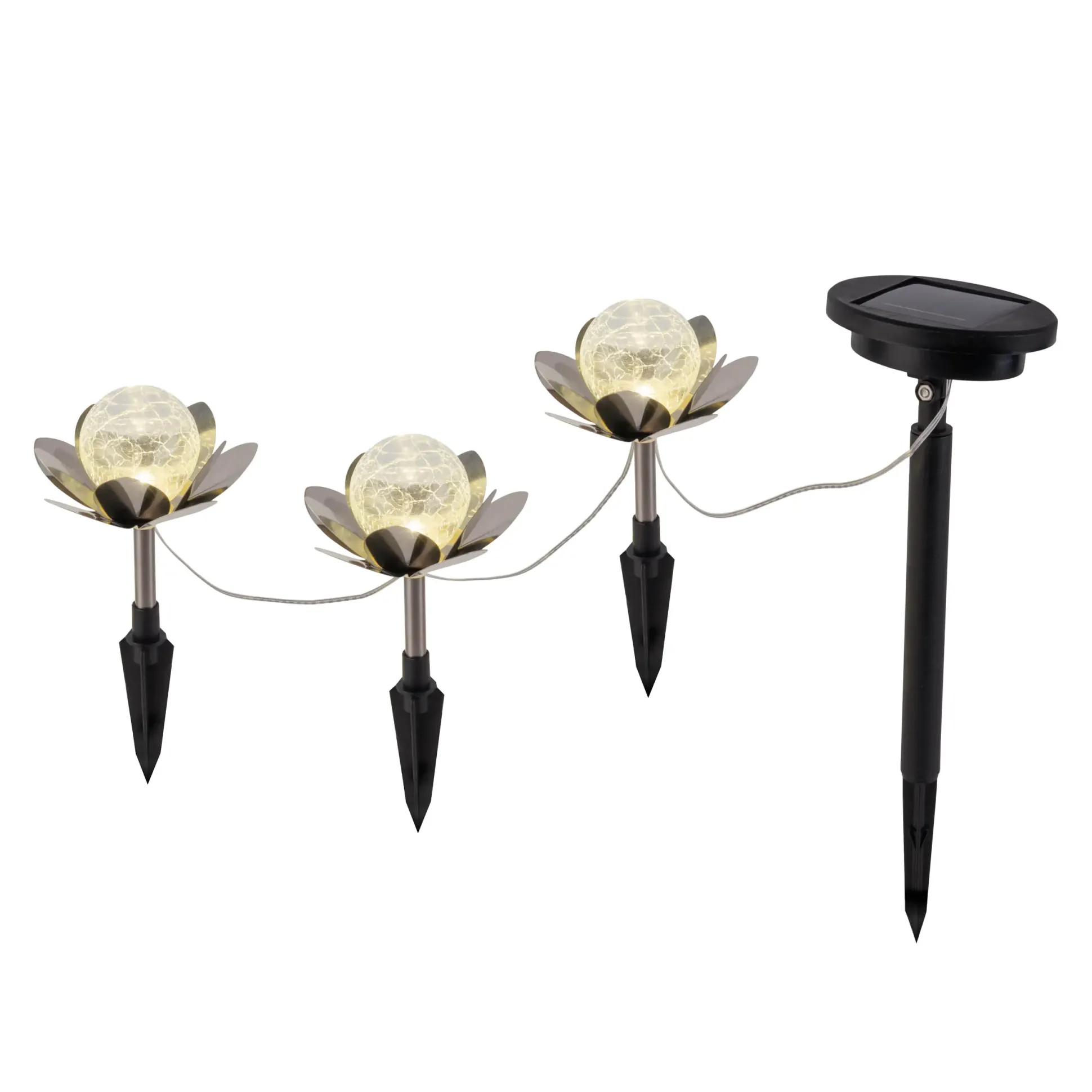 Light & More LED Solarleuchte Seerose 3er Set