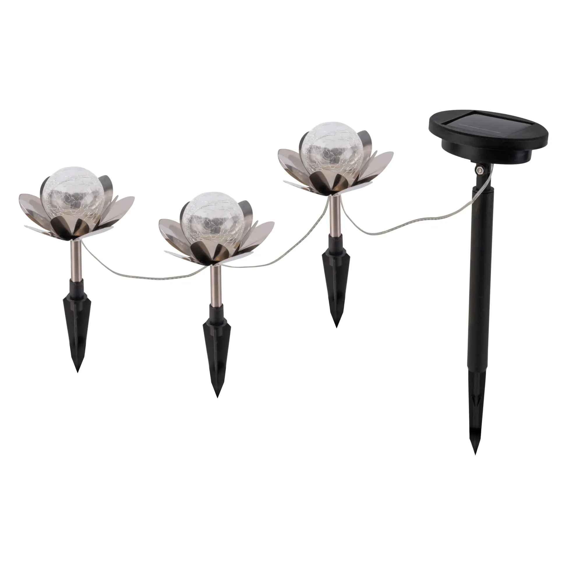Light & More LED Solarleuchte Seerose 3er Set