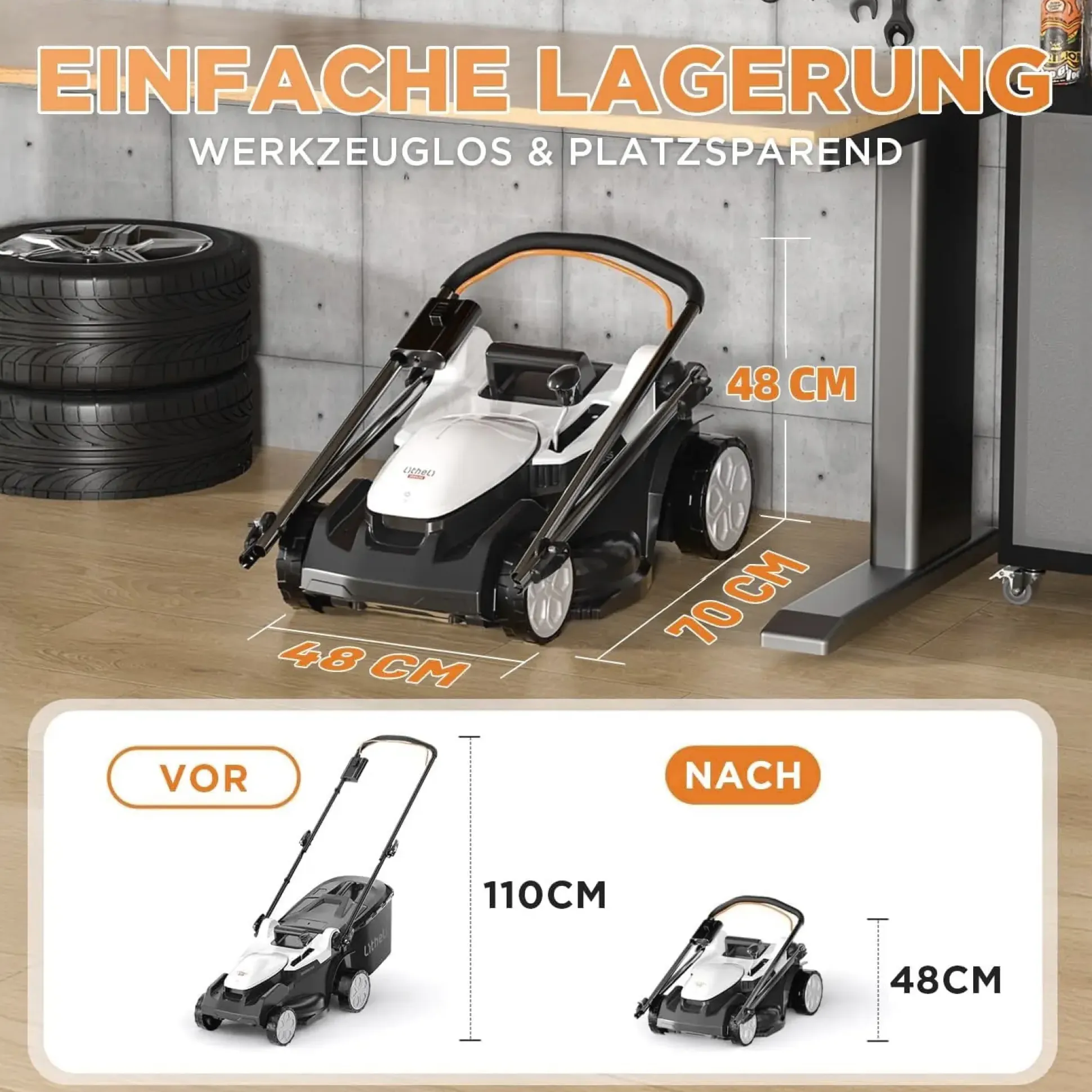 Litheli Akku-Rasenmäher U20 2 x 20V 37 cm Schnittbreite inkl. 2 Akkus