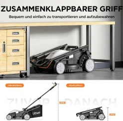 Litheli Akku-Rasenmäher U20 20V, 33cm Schnittbreite, inkl. Akku 4.0Ah und USB-C Ladekabel