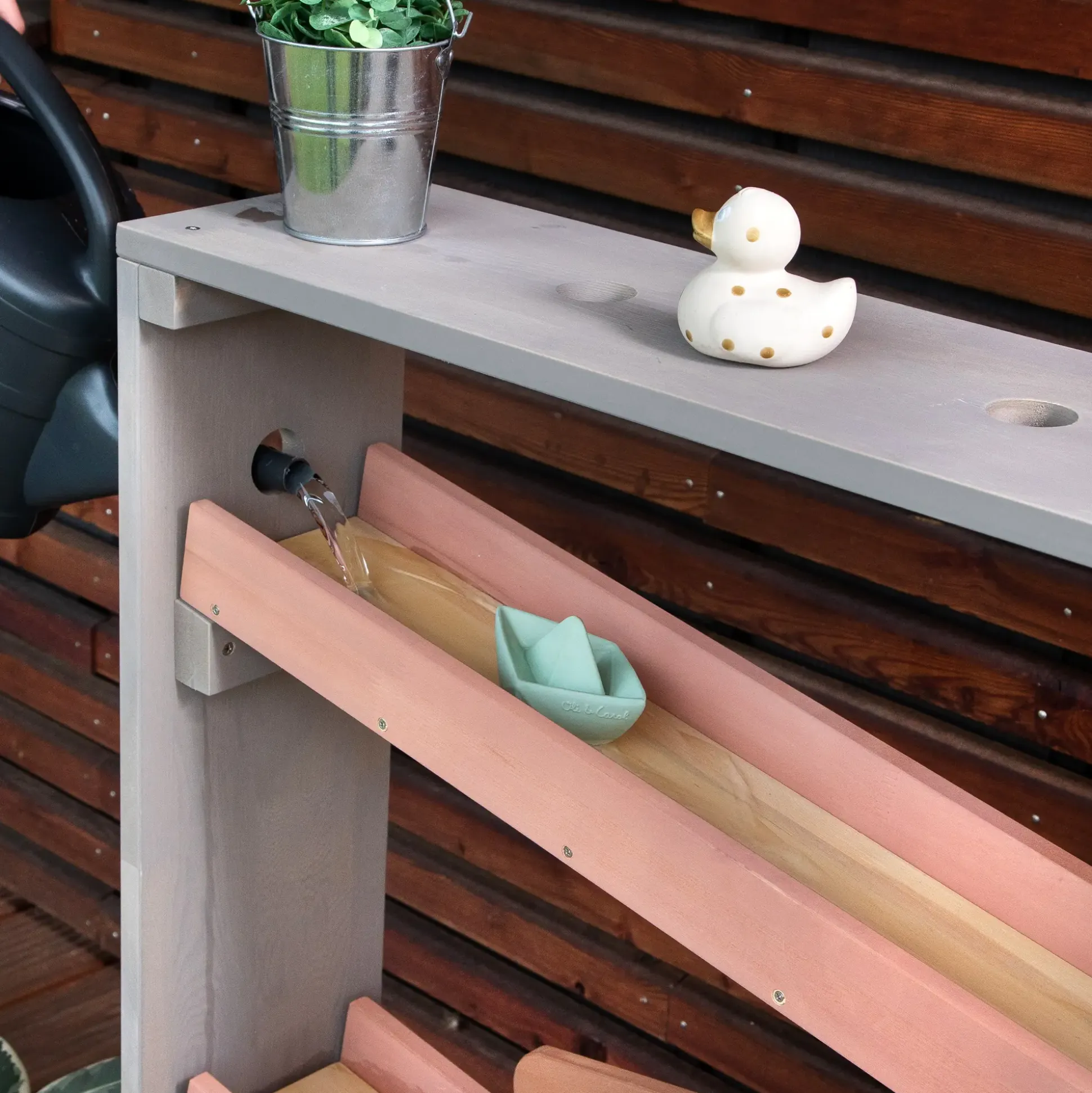 Muddy Buddy Wasserbahn Aqua Tower warmgrau-puderrosa 100 x 44 x 105 cm