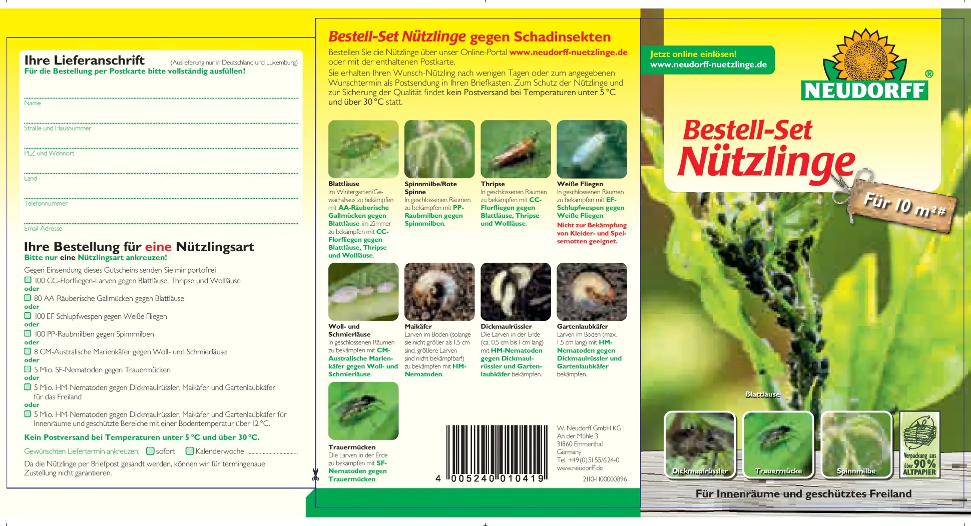 Neudorff Bestell-Set Nützlinge Schadinsekten gegen Schadinsekten 1 Stück