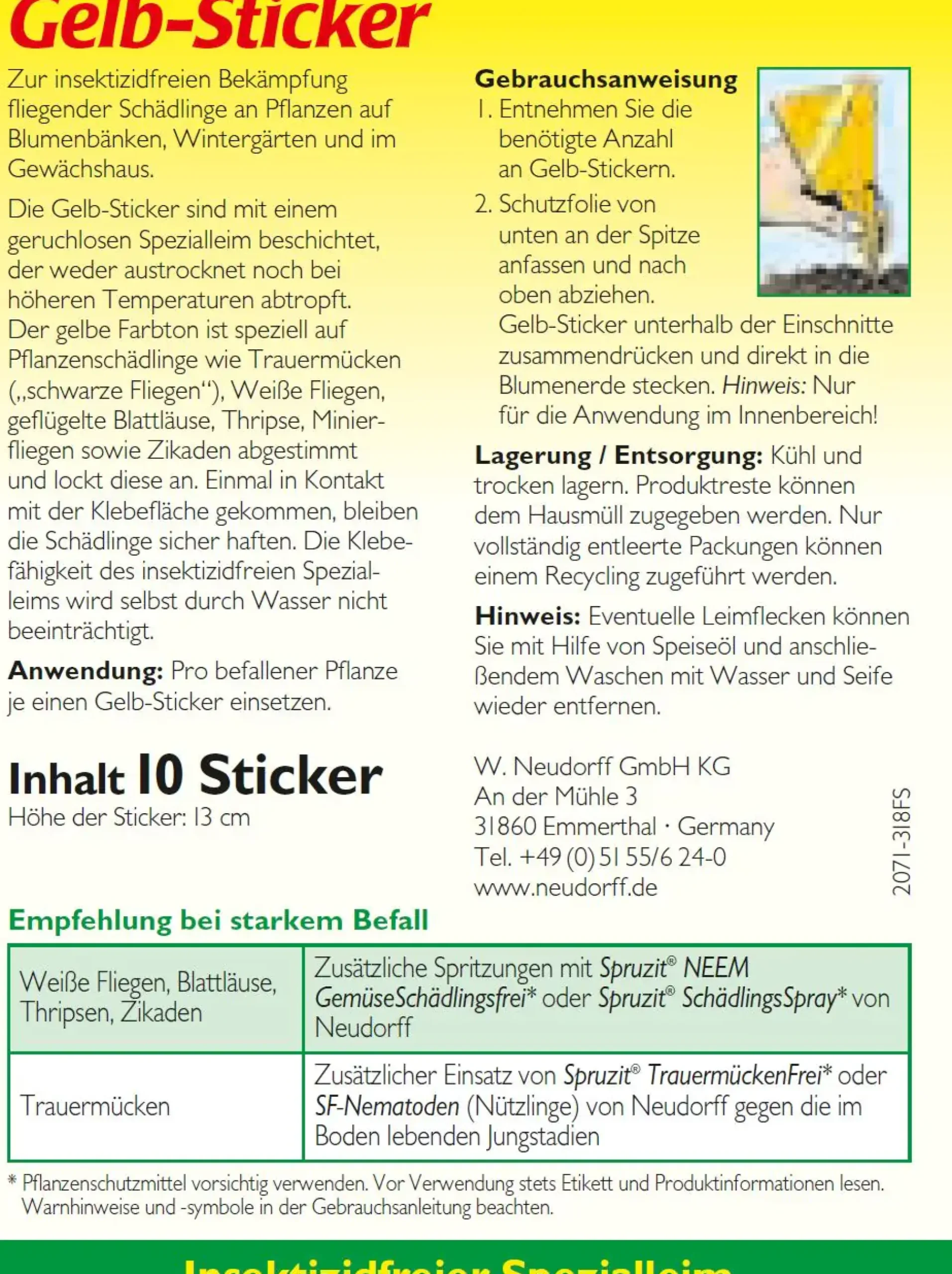 Neudorff Gelbsticker 10 Stück