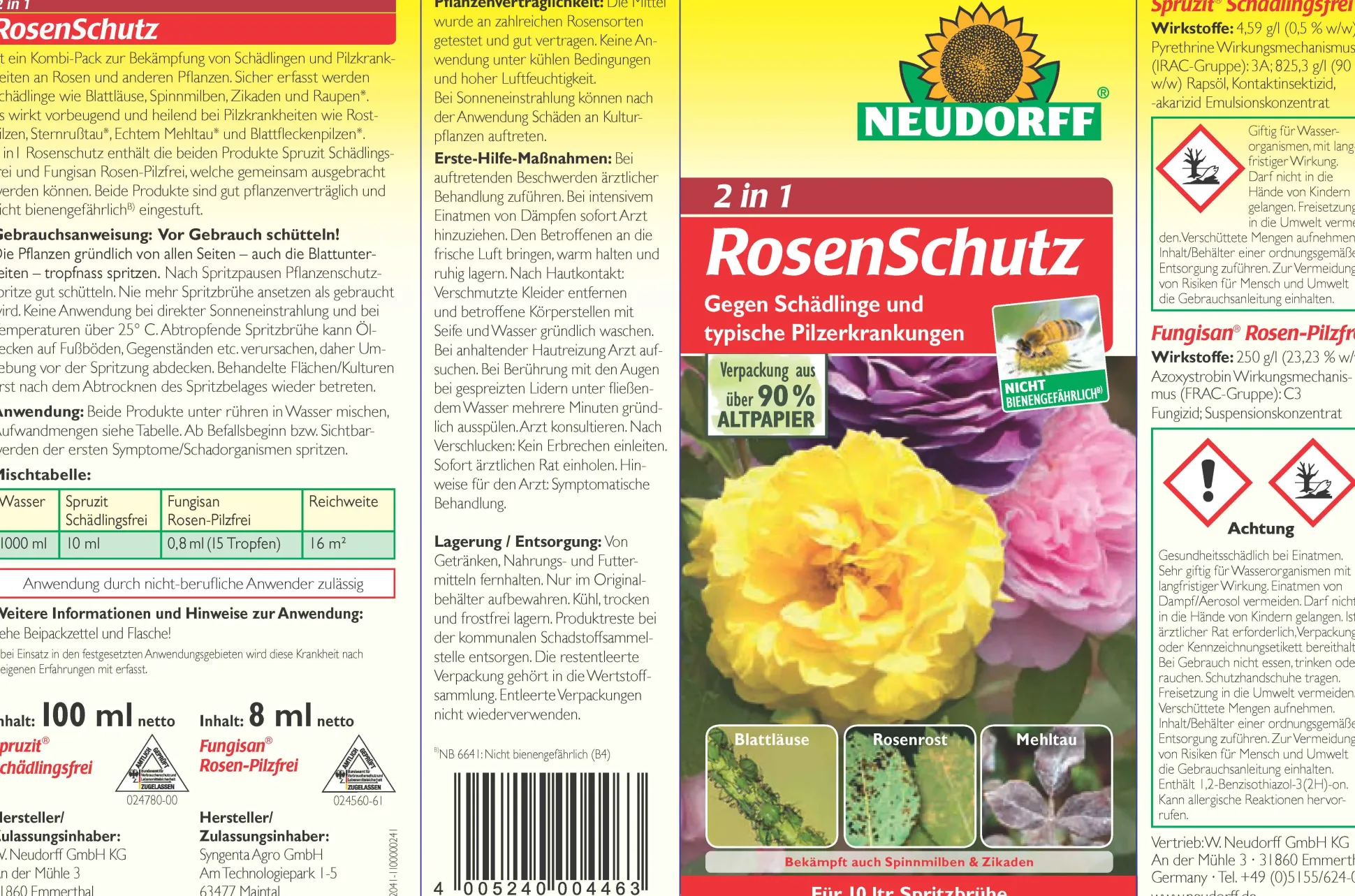 Neudorff Rosenschutz 2in1 100ml Spruzit + 8 ml Fungisan