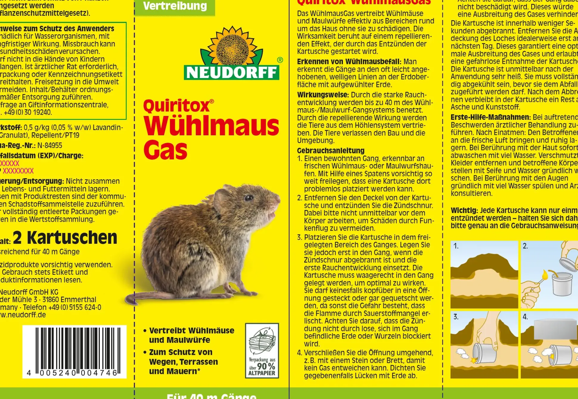 Neudorff Wühlmaus-Gas 2 Stück