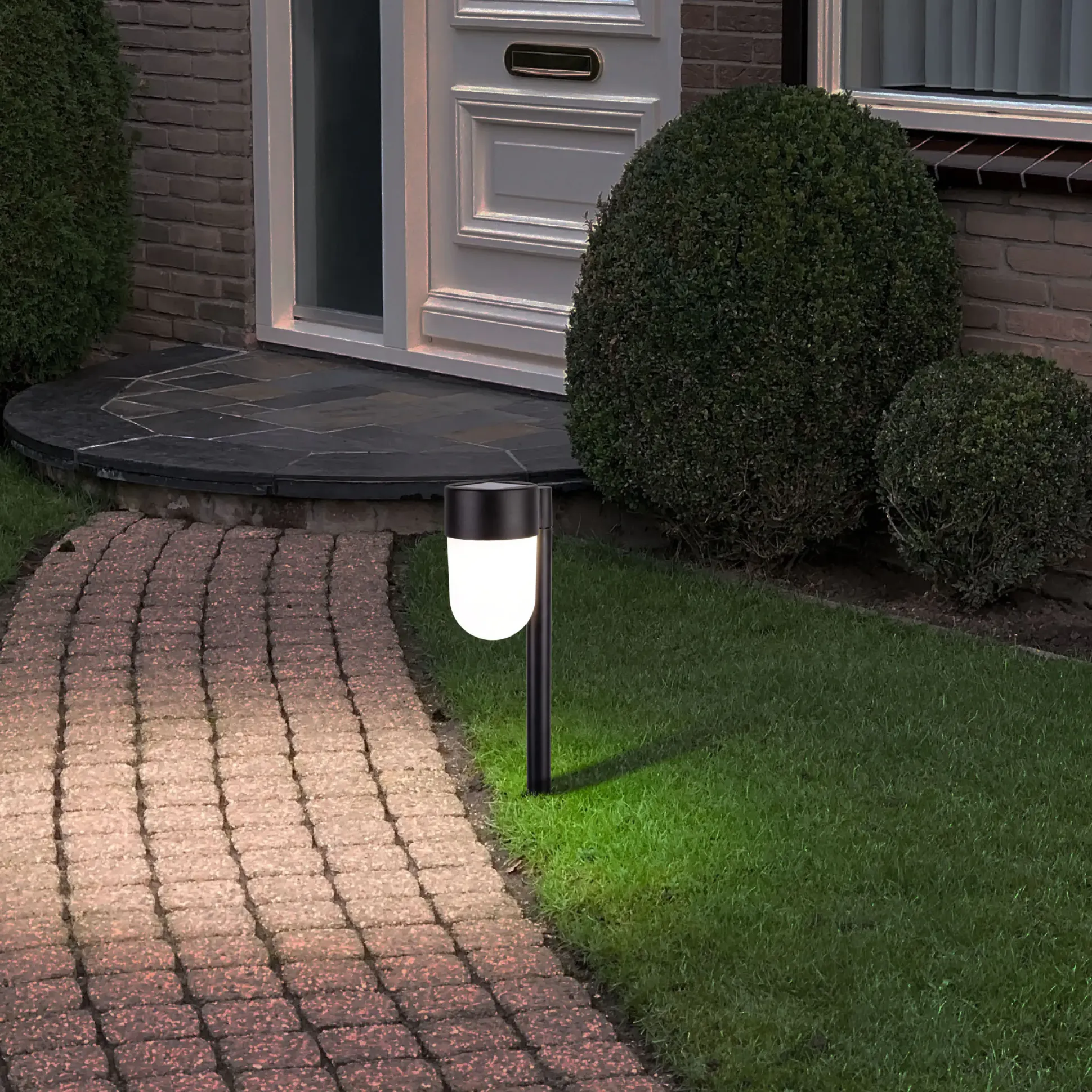 Näve Solar-Gartenleuchte LED mit Dämmerungssensor Sina 47,2 cm schwarz 2er Set