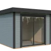 Palmako Gartenhaus Lydia 285 x 291 cm mit Glasschiebetüren grau lackiert