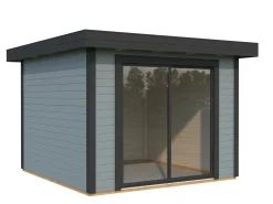 Palmako Gartenhaus Lydia 285 x 291 cm mit Glasschiebetüren grau lackiert