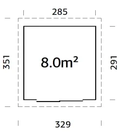Palmako Gartenhaus Lydia 285 x 291 cm mit Glasschiebetüren grau lackiert