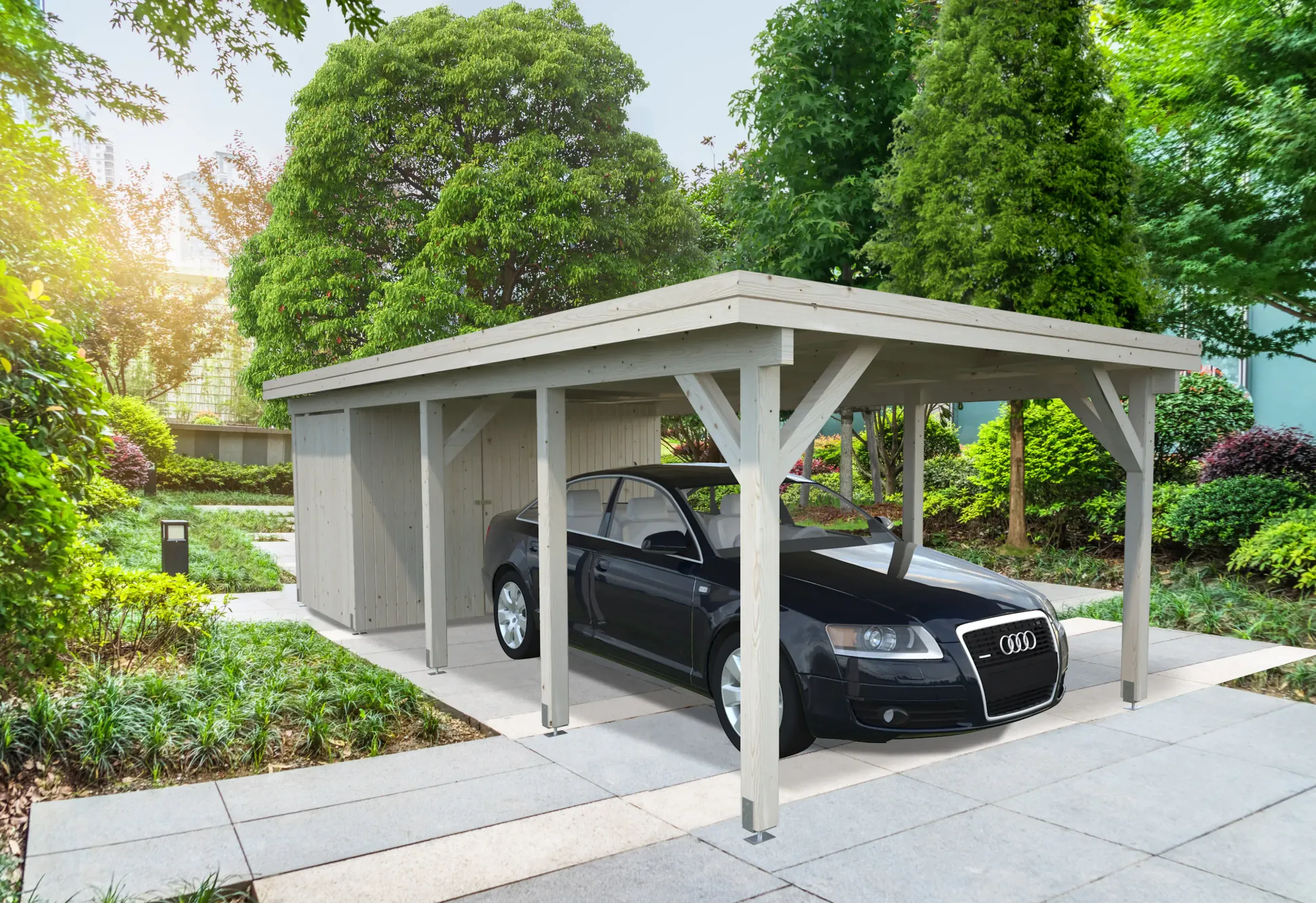 Palmako Gerätehaus für Carport Karl 315 x 196 cm naturbelassen