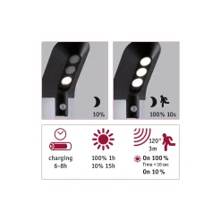 Paulmann LED Solar-Pollerleuchte Soley anthrazit warmweiß Bewegungsmelder