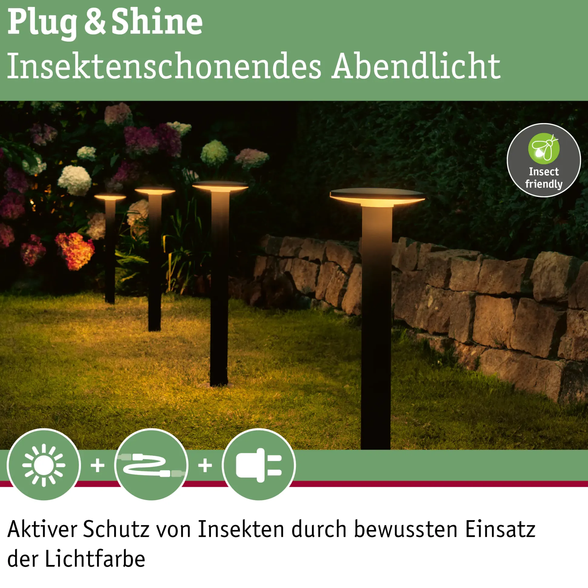 Paulmann Plug & Shine LED Pollerleuchte Plate insect-friendly anthrazit
