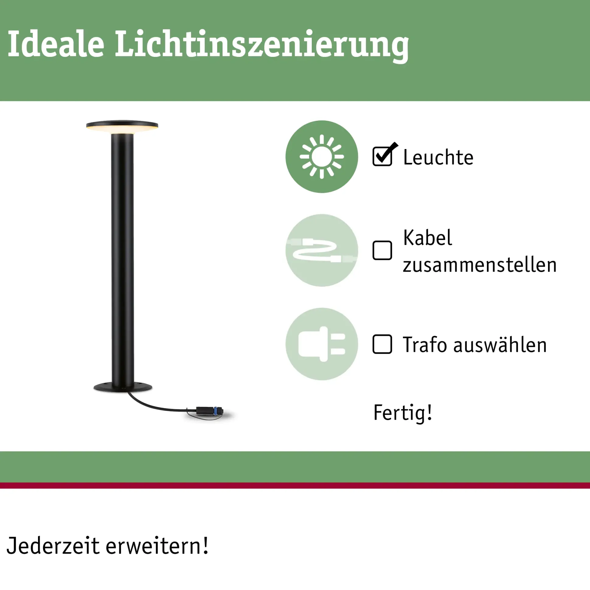 Paulmann Plug & Shine LED Pollerleuchte Plate insect-friendly anthrazit