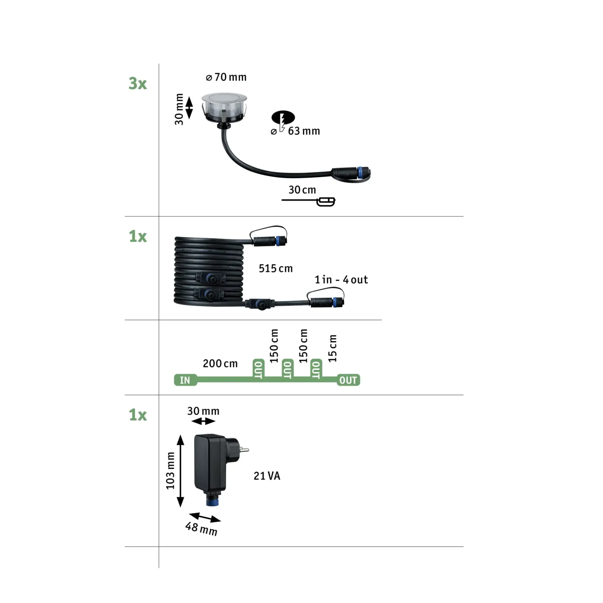 Paulmann Plug & Shine LED Bodeneinbauleuchte Floor insect-friendly 3er-Set