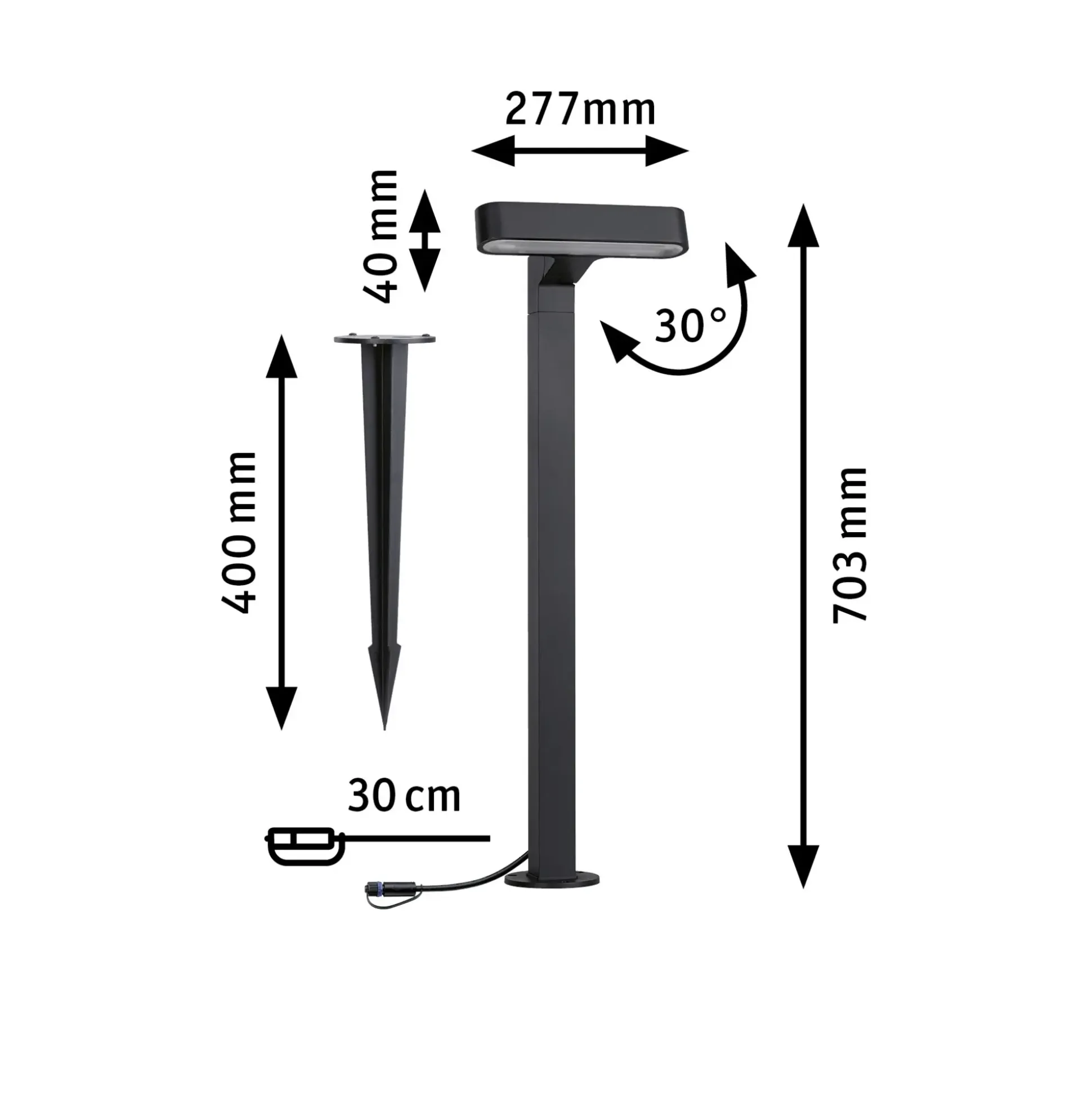 Paulmann Plug & Shine Poller Ito Outdoor, anthrazit, dimmbar, warmweiß