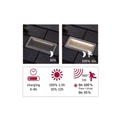 Paulmann Solar LED Bodeneinbauleuchte Aron 20 x 10 cm mit Bewegungsmelder