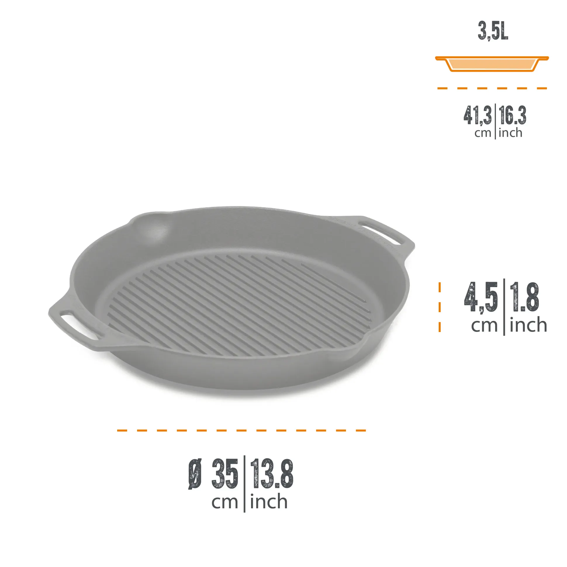 Petromax Grillpfanne Gusseisen Ø 35 cm mit zwei Henkeln