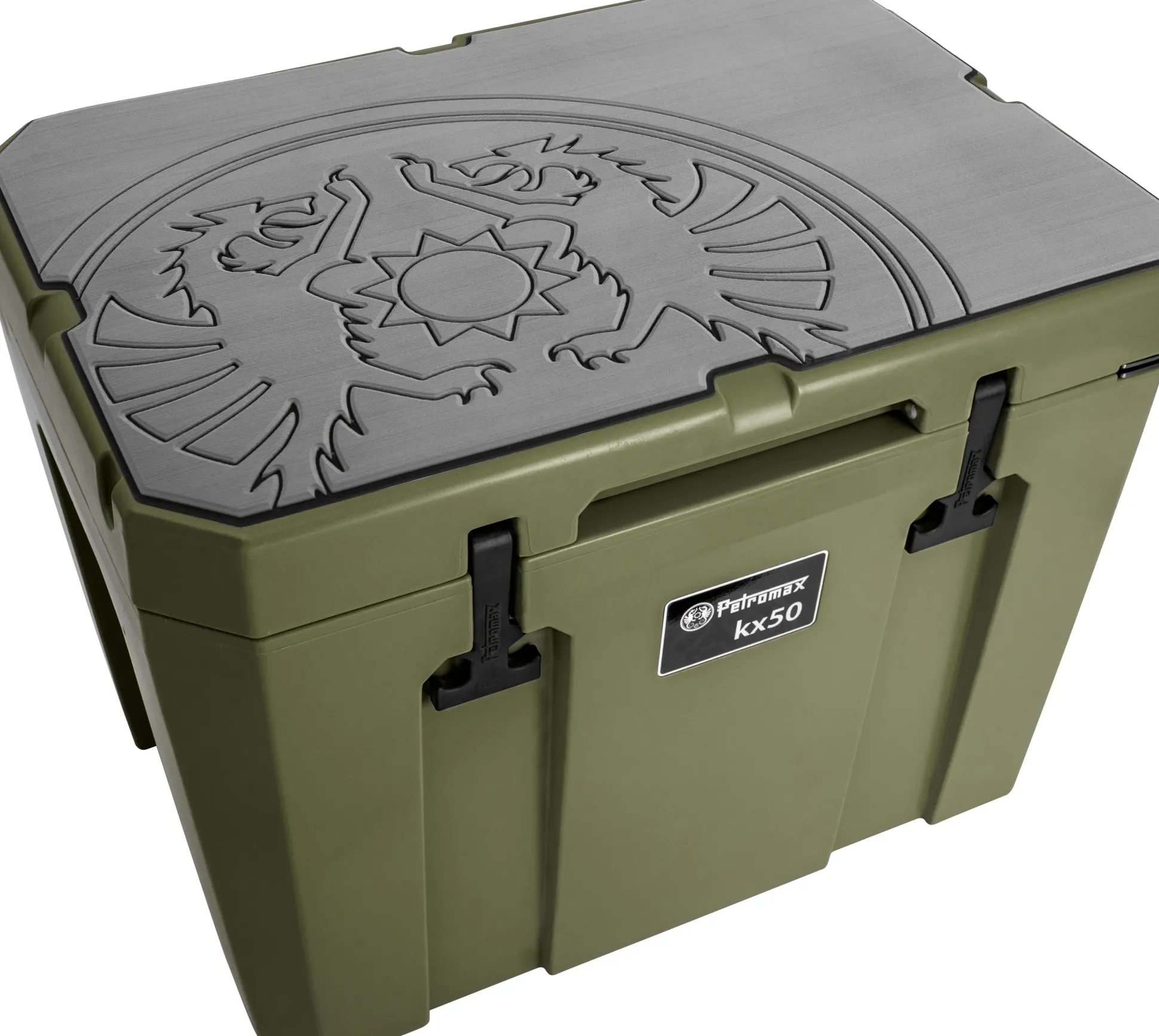 Petromax Haft-Auflage für Kühlbox kx50 mit Drachenemblem grau