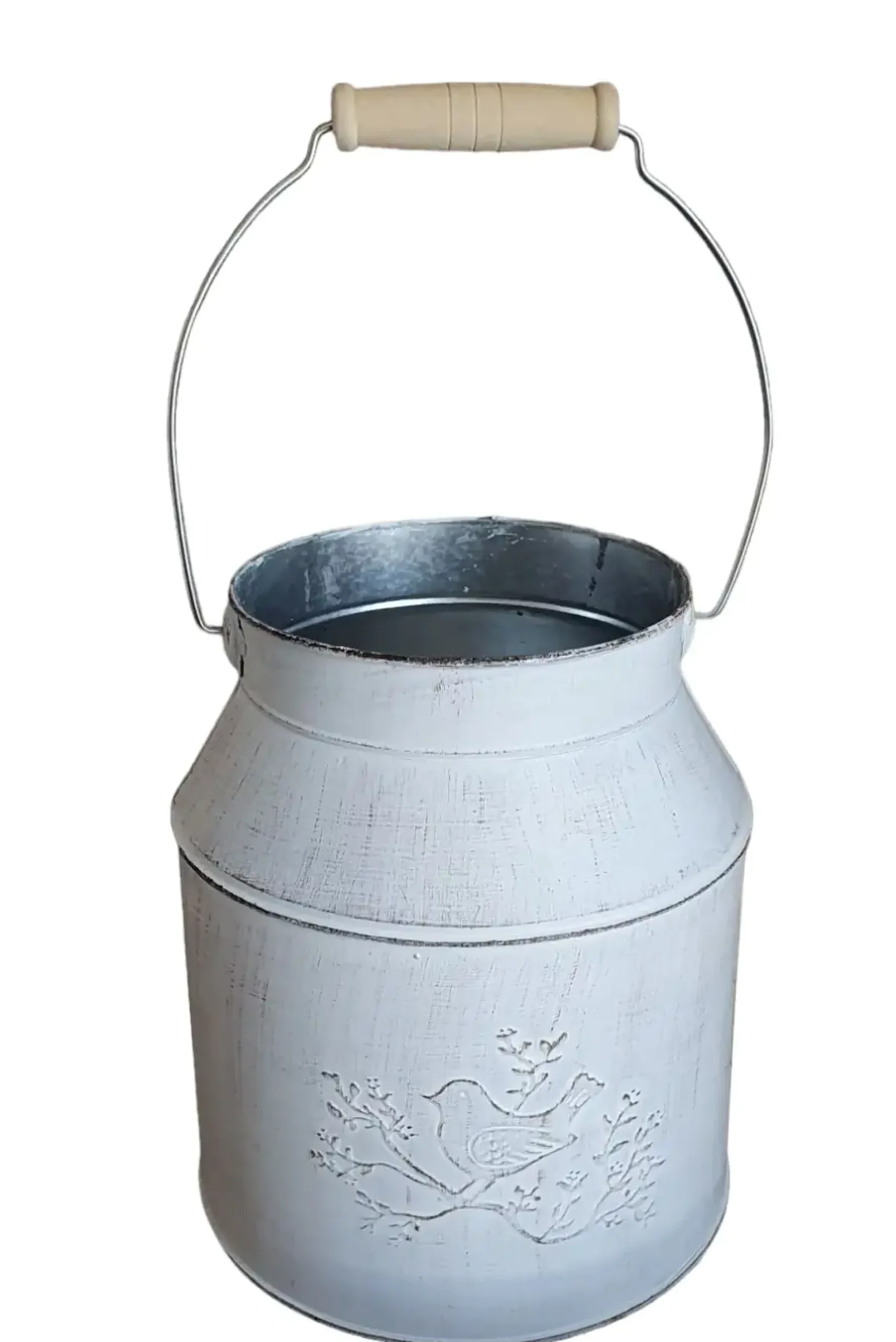 Pflanzgefäß Kanne Zink 18 x 16 x 16 cm grau