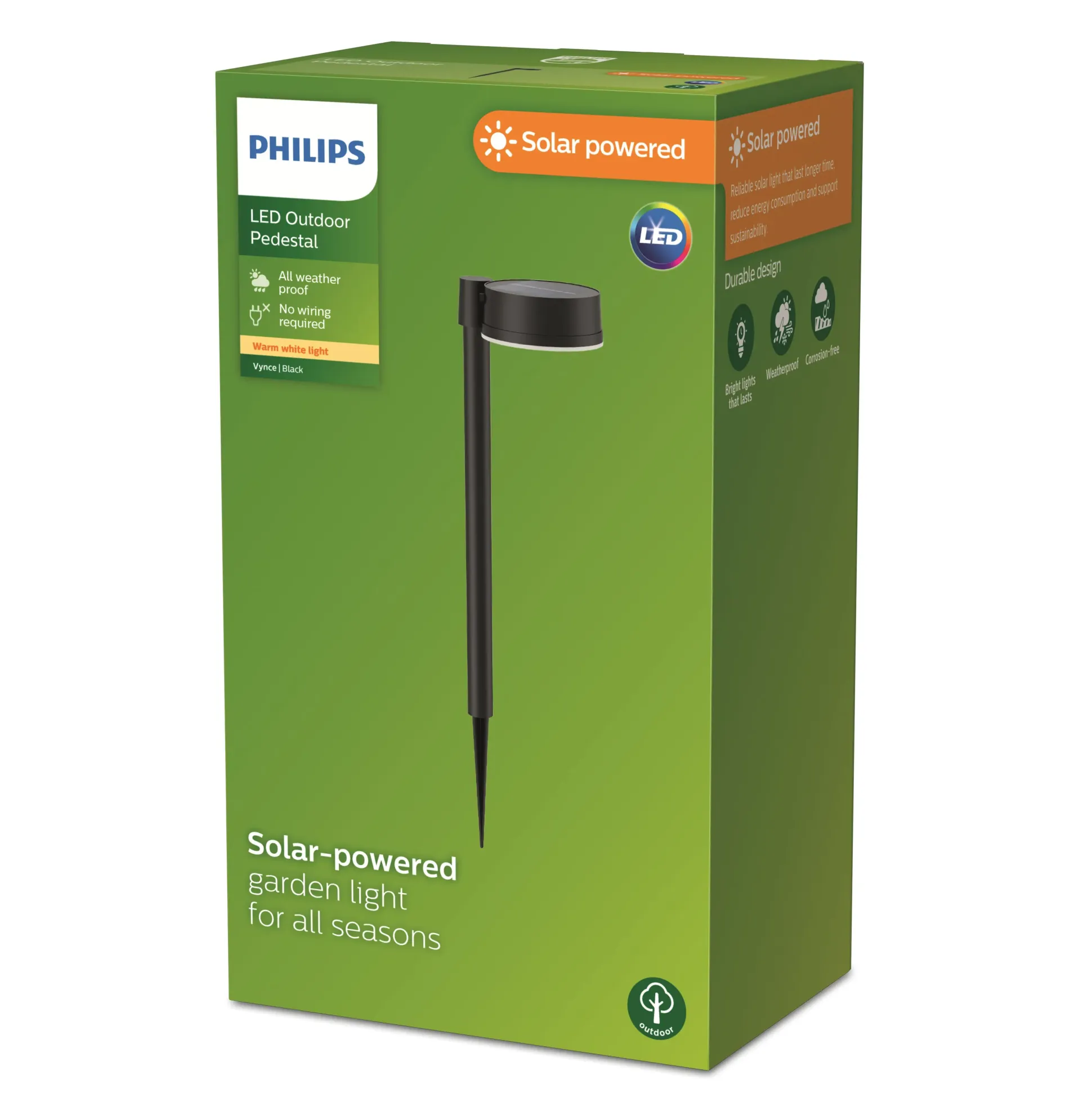 Philips LED Solar-Sockelleuchte Vynce schwarz 54 x 11,2 cm mit Erdspieß