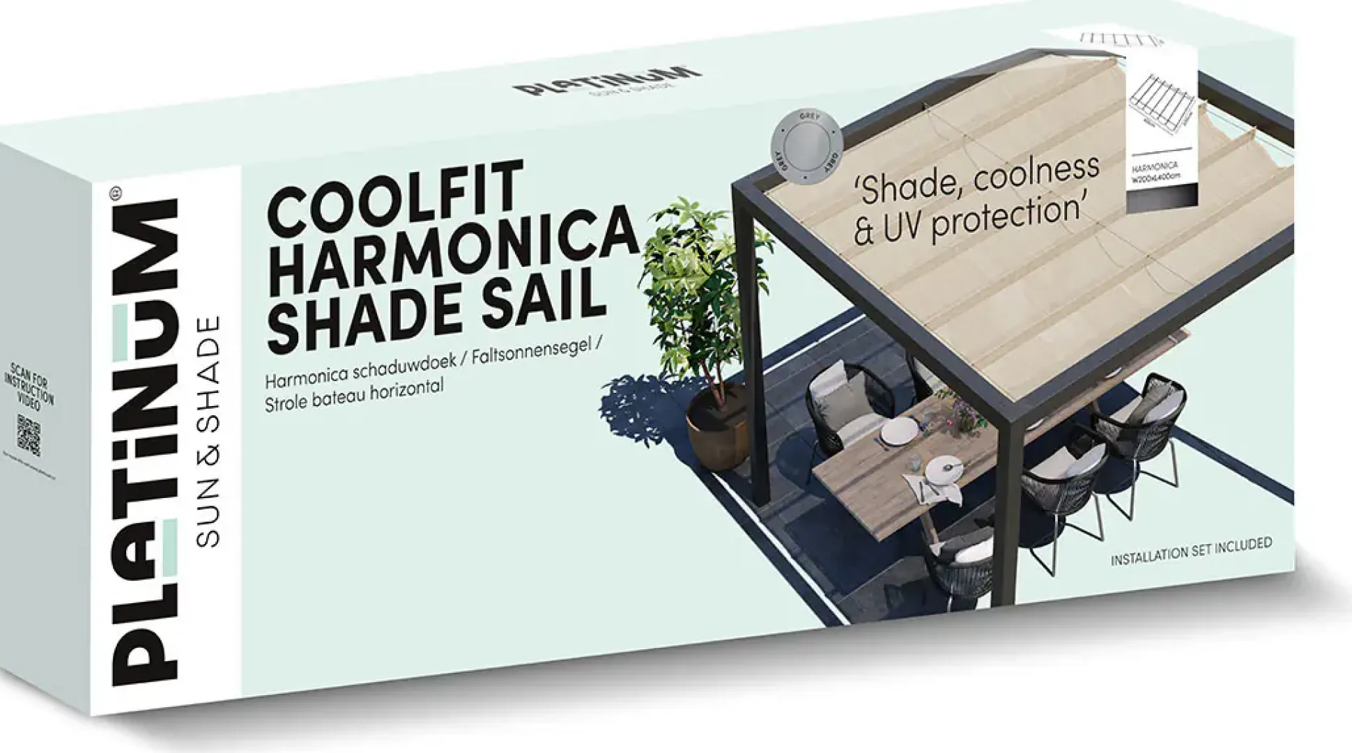 Platinum Faltsonnensegel Coolfit 2 x 4 m grau