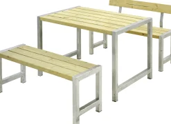 Plus Cafegarnitur Tisch und 2 Bänke & 1 Rückenlehne Druckimprägniert