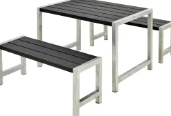 Plus Cafegarnitur Tisch und 2 Bänke RAL 9005 Schwarz