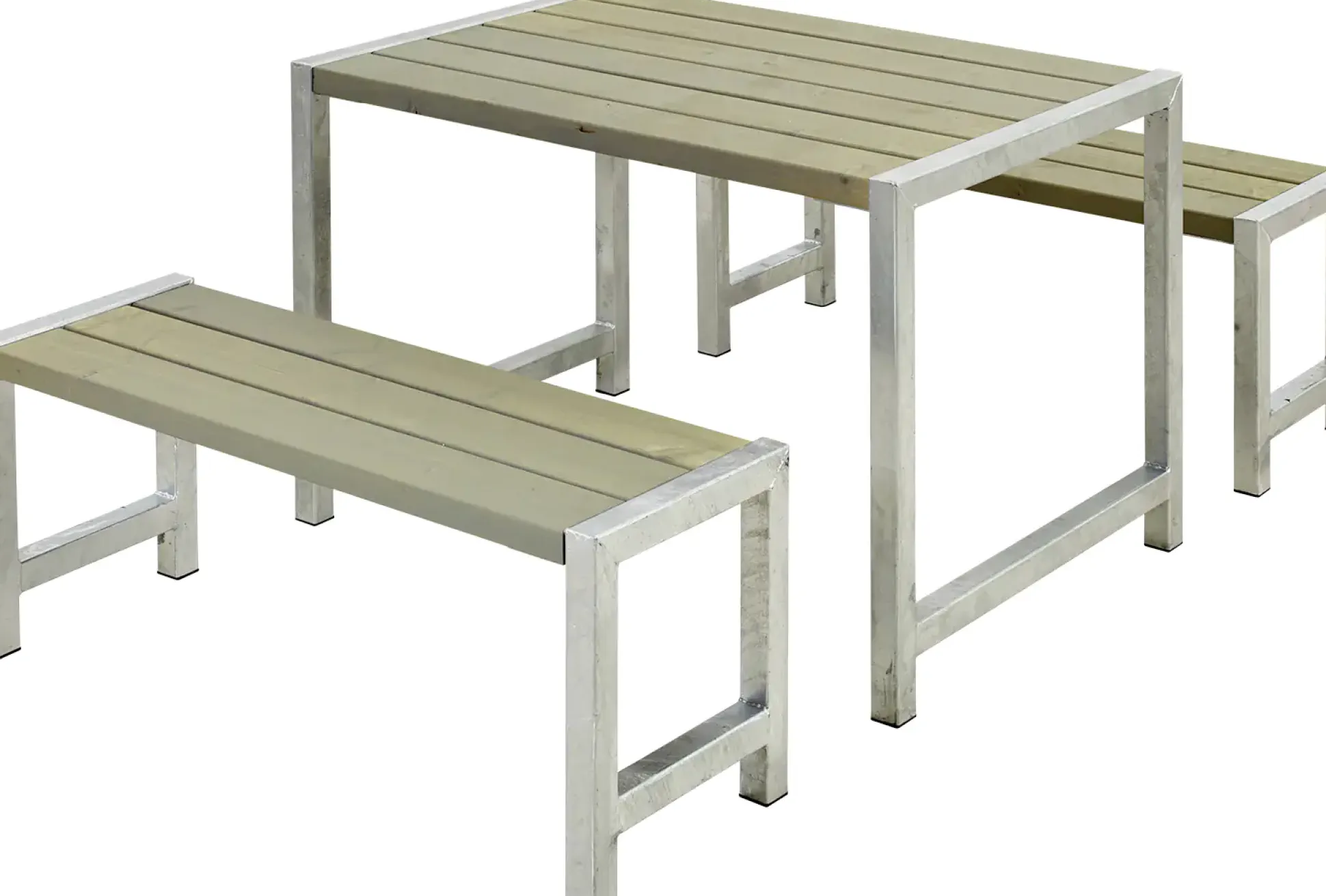 Plus Cafegarnitur Tisch und 2 Bänke Druckimpräg. RAL 7023 Graubraun