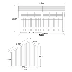 Plus Gartenhaus Multi 2 Module 445 x 258 cm natur