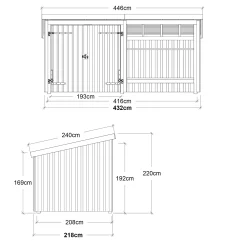 Plus Gartenhaus Nordic Multi 416 x 208 cm natur mit Doppeltür, offen