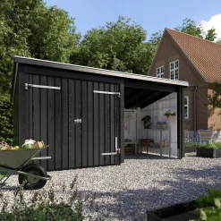 Plus Gartenhaus Nordic Multi 416 x 208 cm natur mit Doppeltür, offen