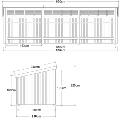 Plus Gartenhaus Nordic Multi 619 x 208 cm natur offen