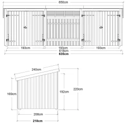Plus Gartenhaus Nordic Multi 619 x 208 cm natur mit 2 Doppeltüren, offen, Dachpappe
