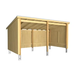 Plus Gartenhaus Nordic Multi 416 x 208 cm natur offen mit Dachpappe, H-Anker