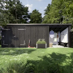 Plus Gartenhaus Nordic Multi 619 x 208 cm natur mit Doppeltür, Dachpappe
