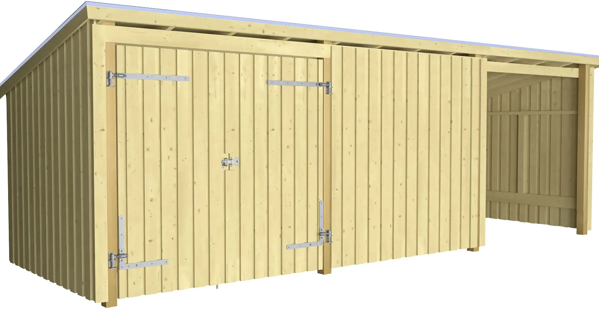 Plus Gartenhaus Nordic Multi 619 x 208 cm natur mit Doppeltür, Dachpappe