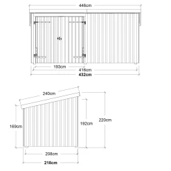 Plus Gartenhaus Nordic Multi 416 x 208 cm natur mit Doppeltür
