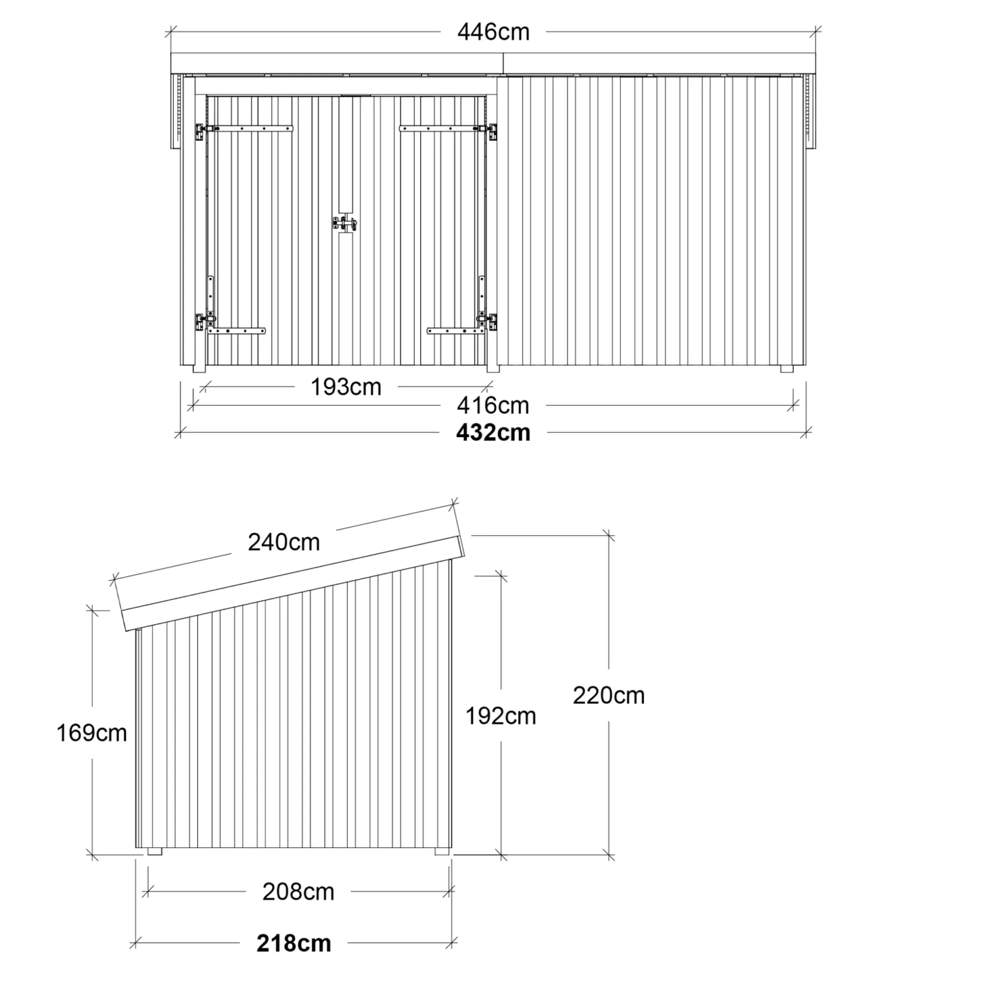 Plus Gartenhaus Nordic Multi 416 x 208 cm natur mit Doppeltür