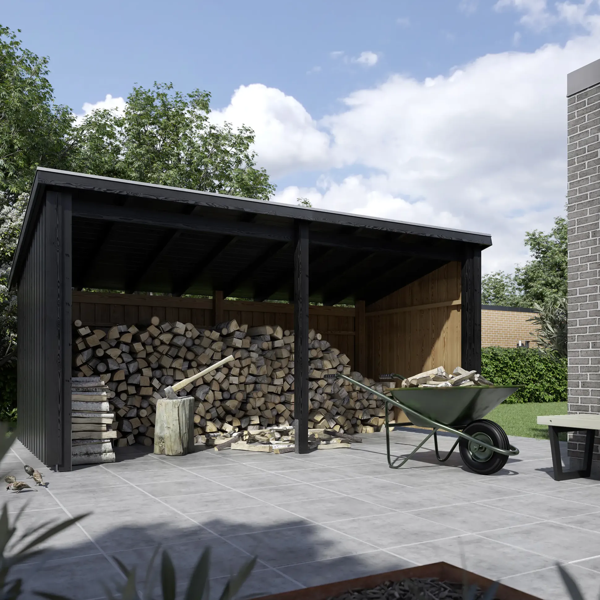 Plus Gartenhaus Nordic Multi 416 x 208 cm natur offen