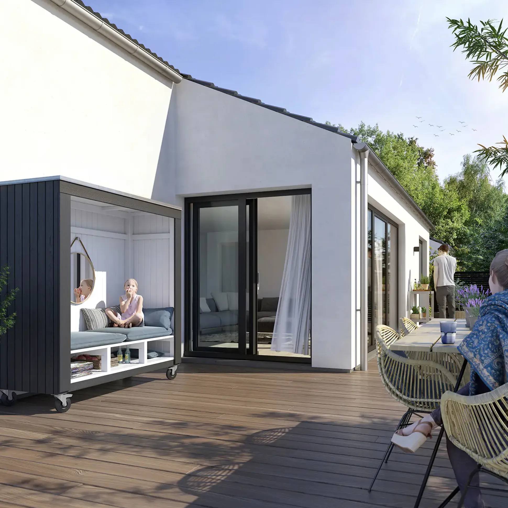 Plus Loungehaus Siesta Sommerly 179 x 67 x 183 cm natur mit Fußboden