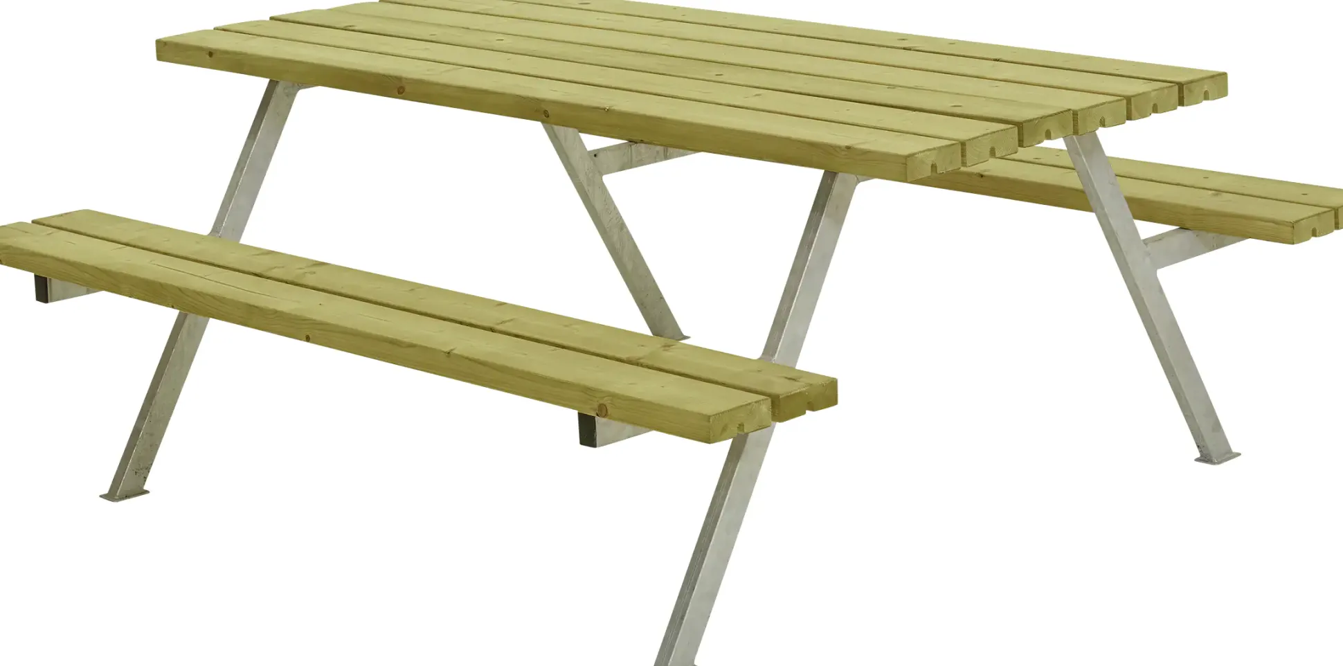 Plus Picknicktisch Alpha Stahl-Holz 177 x 185 x 73 cm natur