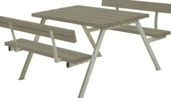 Plus Picknicktisch Alpha Stahl-Holz 118 x 185 x 76 cm graubraun mit 2 Rückenlehnen