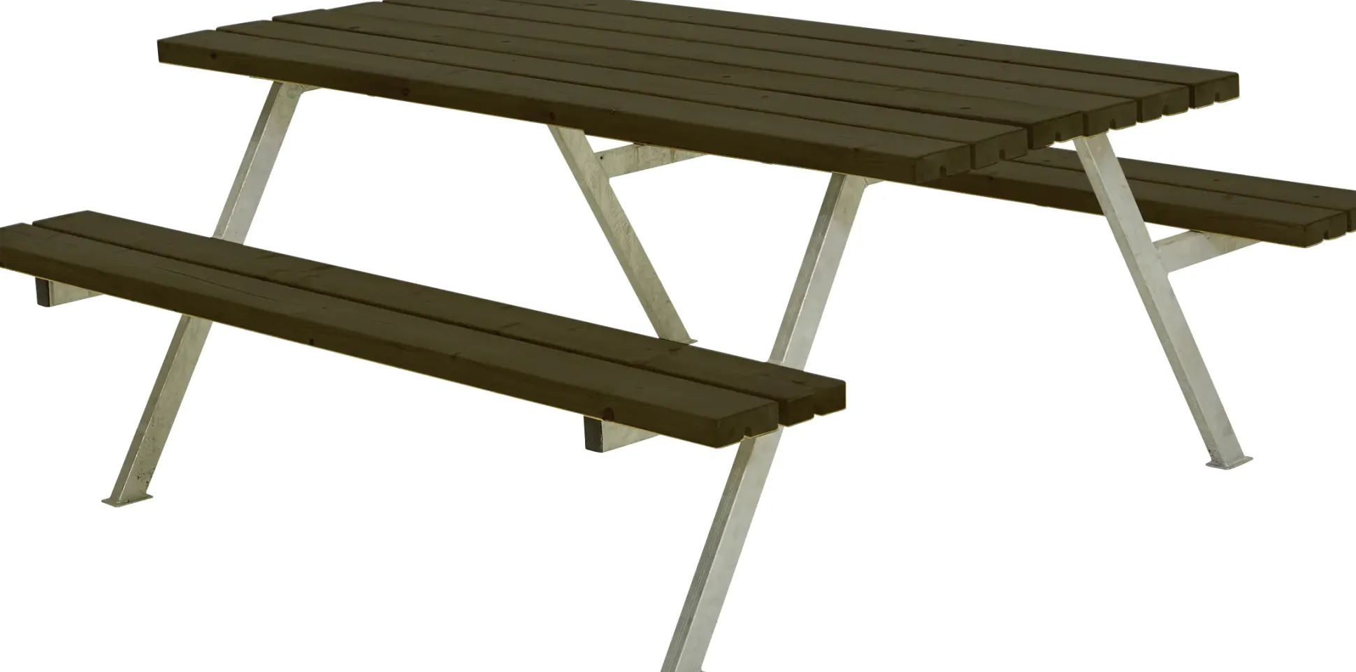 Plus Picknicktisch Alpha Stahl-Holz 177 x 185 x 73 cm schwarz