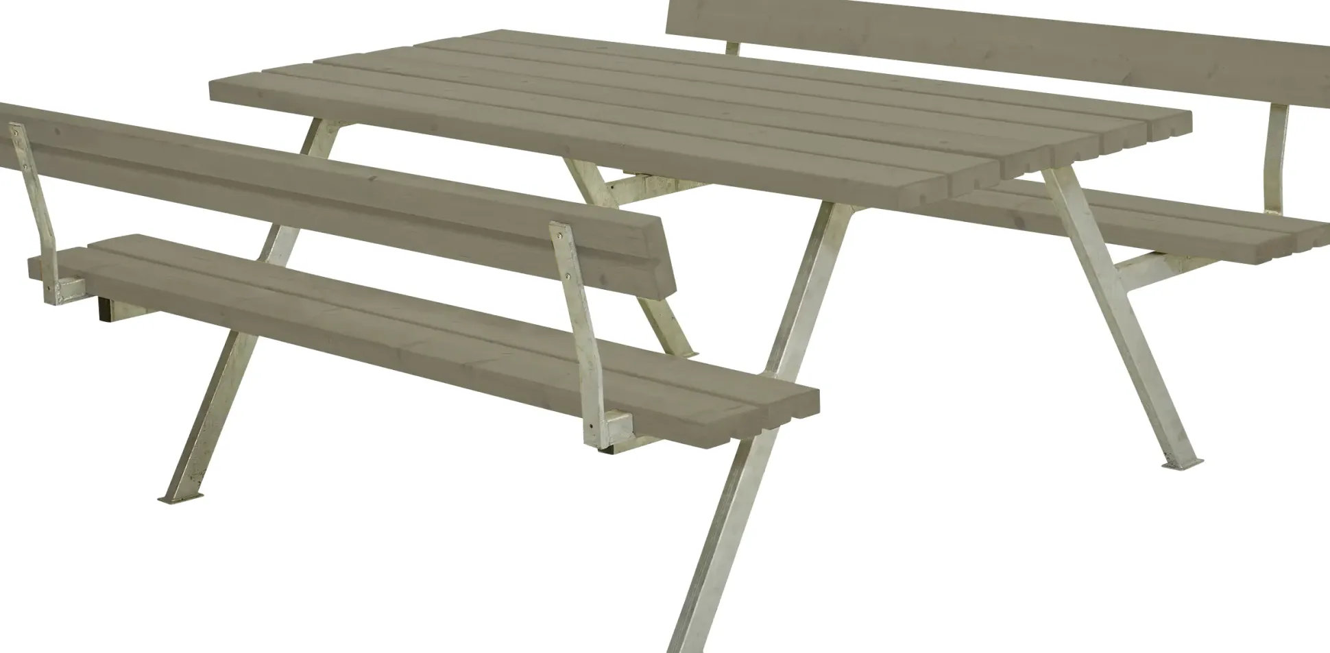 Plus Picknicktisch Alpha Stahl-Holz 177 x 185 x 73 cm graubraun mit 2 Rückenlehnen