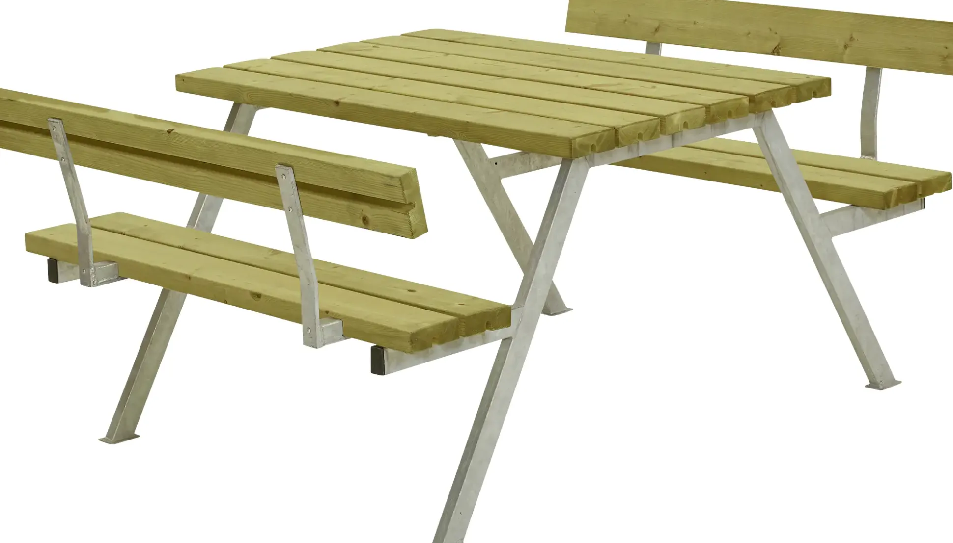 Plus Picknicktisch Alpha Stahl-Holz 118 x 185 x 76 cm natur mit 2 Rückenlehnen