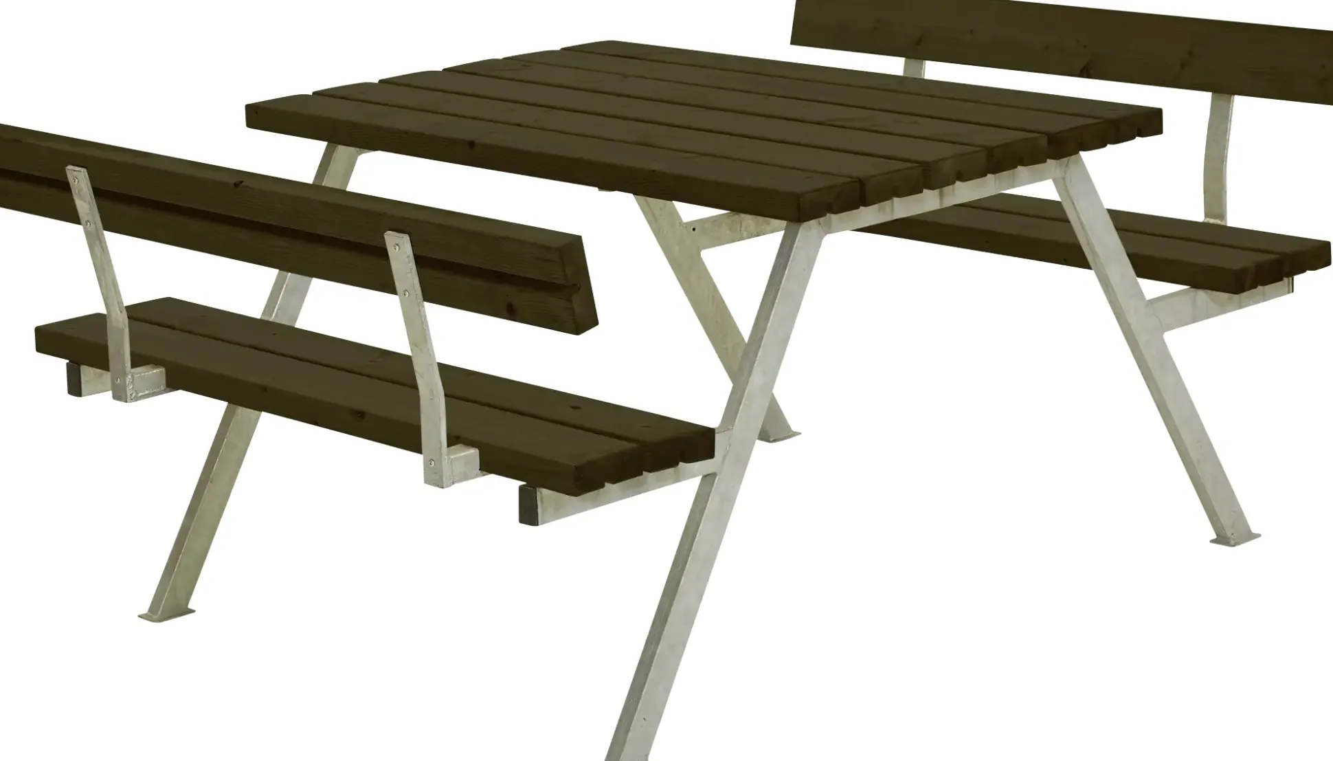 Plus Picknicktisch Alpha Stahl-Holz 118 x 185 x 76 cm schwarz mit 2 Rückenlehnen