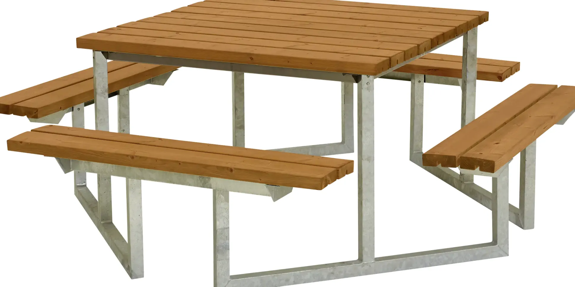 Plus Picknicktisch Twist Stahl-Holz 204 x 204 x 73 cm teak