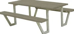 Plus Picknicktisch Wega Stahl-Holz 177 x 161 x 73 cm graubraun